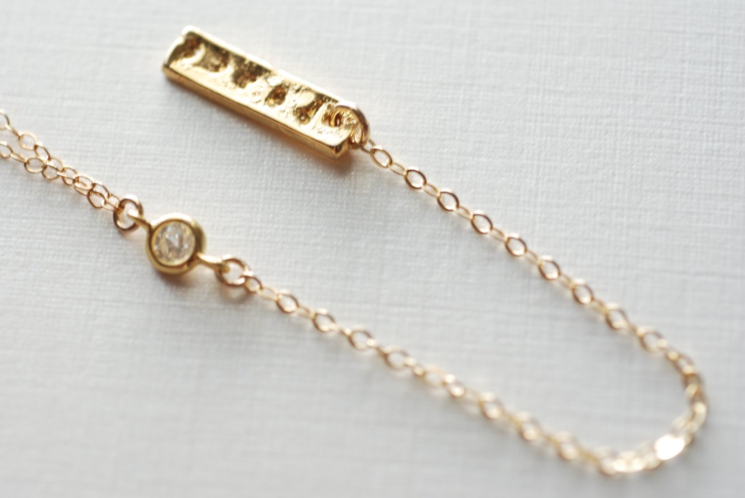 Gold Lariat Necklace, Y Gold filled Necklace, Cz Diamond Necklace, Bar Lariat Necklace - HarperCrown