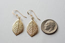 Gold Leaf Earrings - simple gold leaf earrings, gold flower earrings, simple dainty earrings by heirloomenvy - HarperCrown