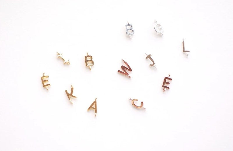 Tiny Letters in Sterling Silver 925 , Alphabet Charms . Genuine