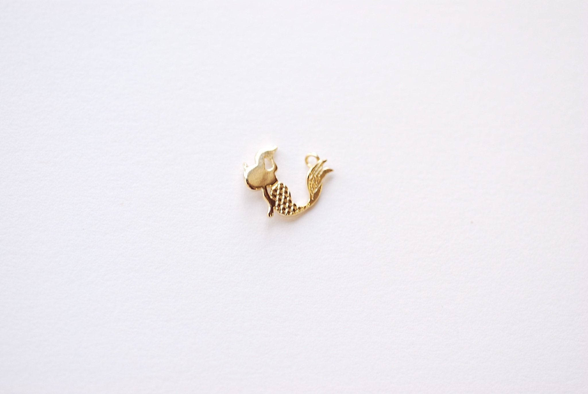Gold Mermaid Connector Charm - 18k gold plated over Brass charm pendant Mermaid Brass Pendant Connector Link B227 - HarperCrown