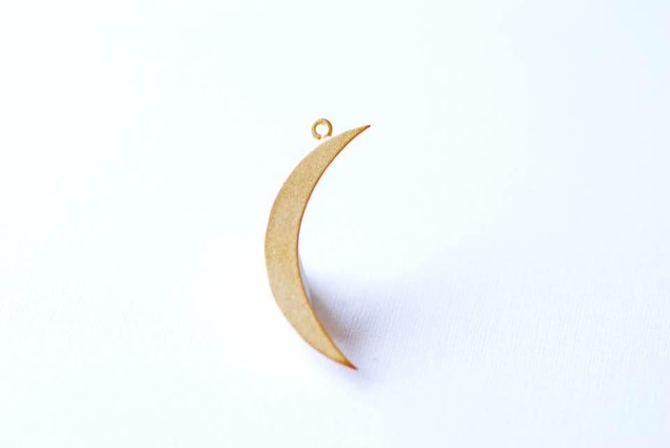 Gold or Sterling Silver Crescent Moon Charm Pendant- Gold Half moon charm pendant,Gold Crescent Moon, Gold Tusk Charm, Silver Moon Charm - HarperCrown