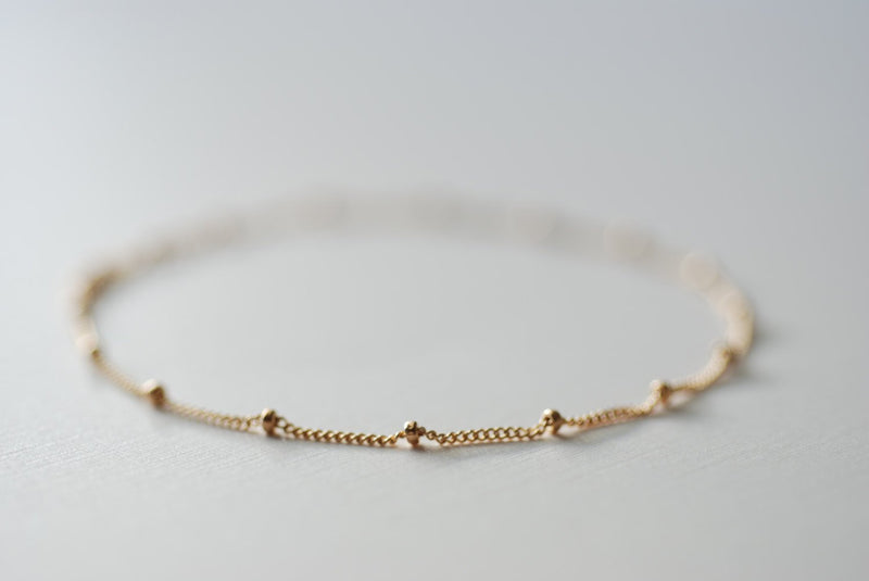 Gold Satellite Bracelet- Gold Filled Beaded Bracelet, Beaded Chain, Dainty Bracelet, Delicate Bracelet, Simple Jewelry by HeirloomEnvy - HarperCrown