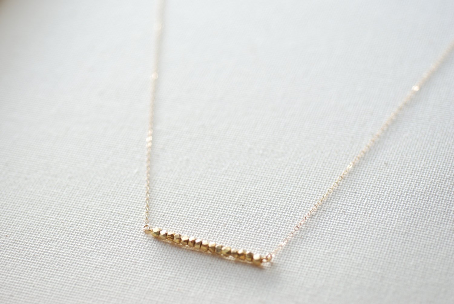 Gold Sideways Nuggets Necklace, Horizontal Gold Nugget Necklace,Dainty Nuggets,Gold Chunk Necklace,Minimalist Nuggets,Small golden nuggets - HarperCrown