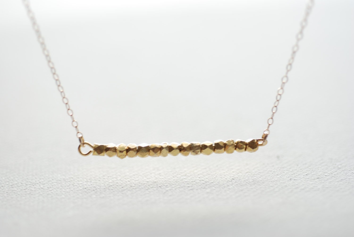 Gold Sideways Nuggets Necklace, Horizontal Gold Nugget Necklace,Dainty Nuggets,Gold Chunk Necklace,Minimalist Nuggets,Small golden nuggets - HarperCrown
