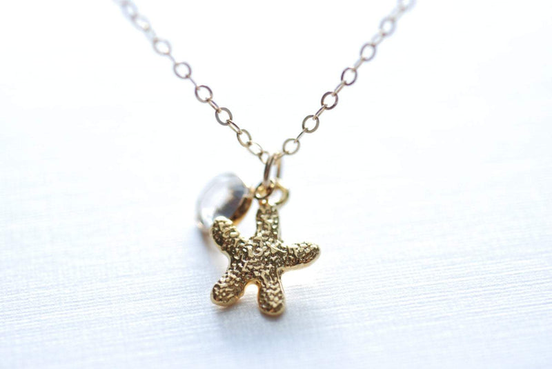 Gold Starfish Necklace- Simple Everyday Jewelry, Dainty Jewelry by HeirloomEnvy - HarperCrown