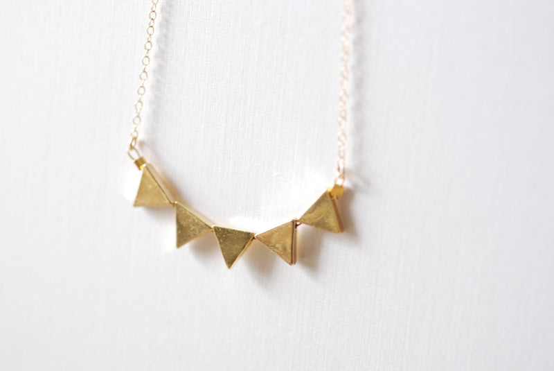 Gold Triangle Necklace, Geometric Jewelry, triangle banner necklace, Triangle Necklace - HarperCrown
