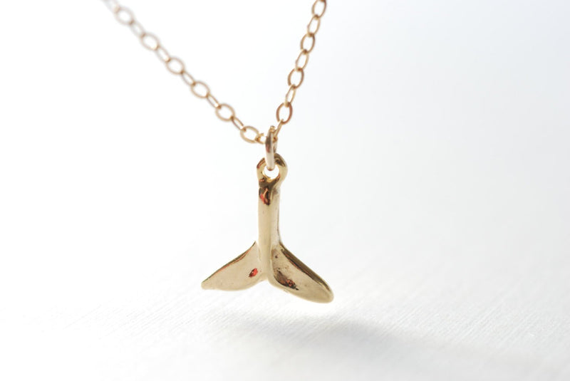 Gold whale tail necklace - whales tale - whale tail necklace, dolphin tail - HarperCrown