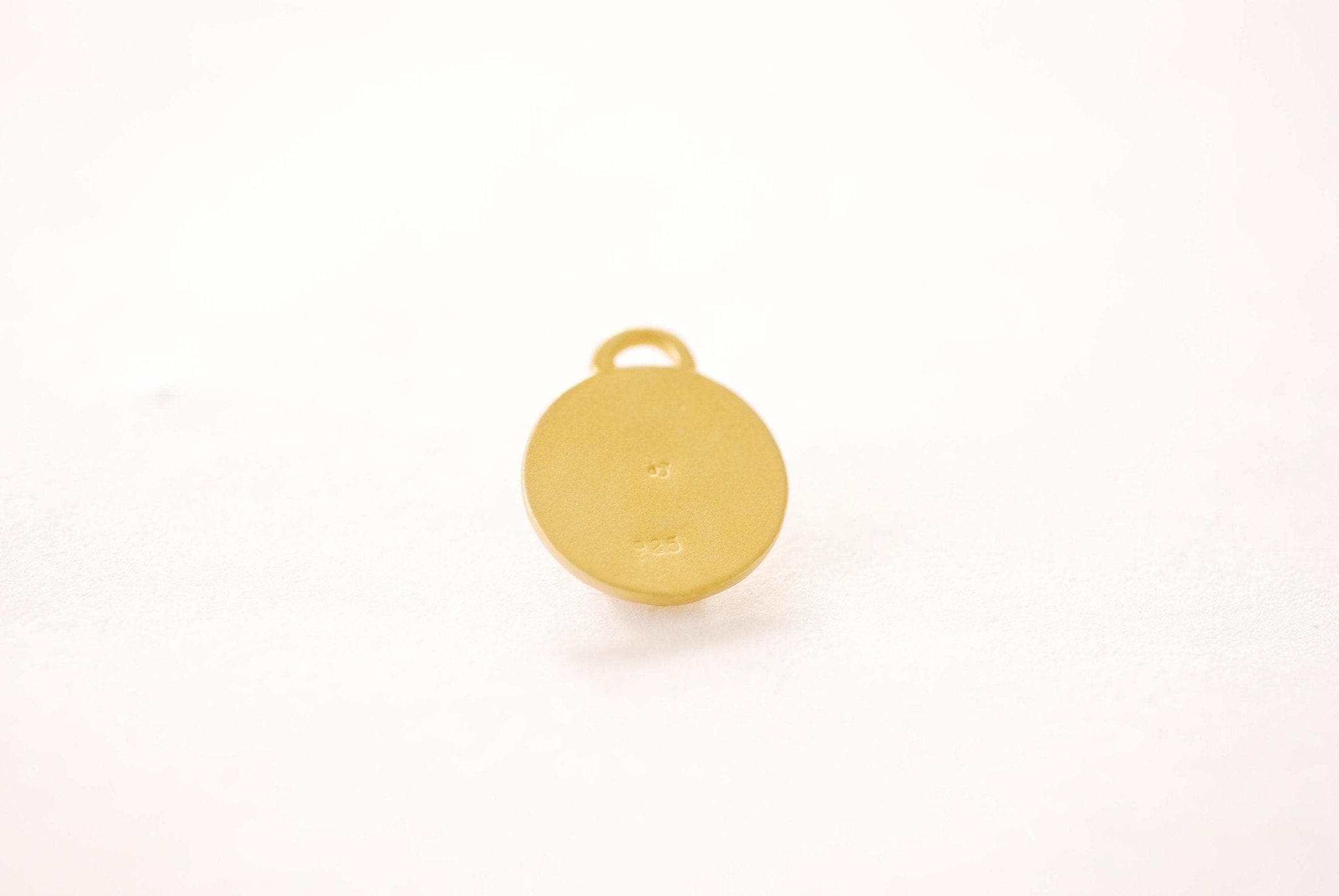 Good Luck Charm Vermeil Gold or Sterling Silver Round Hamsa Hand Evil Eye Elephant Horseshoe Heart Crescent Moon Protection Charm Coin[J326] - HarperCrown
