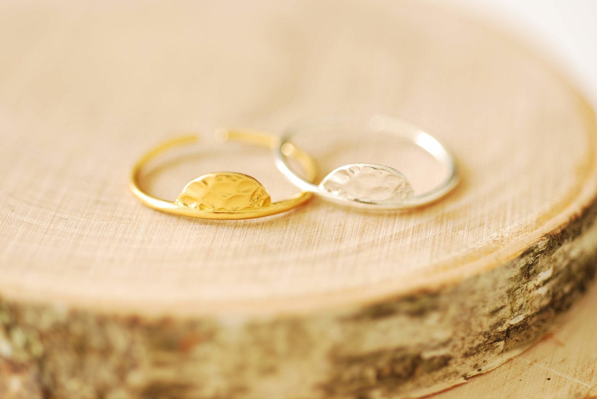 Hammered Half Circle Ring 925 Sterling Silver or Vermeil 18k Gold Hammered Moon Ring Band Stacking Ring Shield Ring Half moon Ring [A109] - HarperCrown