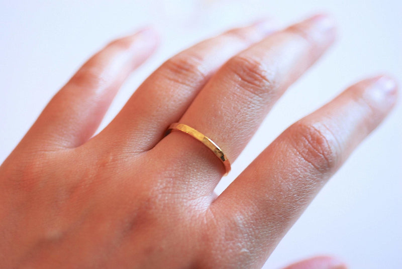 Hammered Open Ring- Sterling Silver, Gold, open edge ring, stacking ring, dainty ring, Minimalist ring, Dainty Ring, Adjustable Ring, Boho - HarperCrown