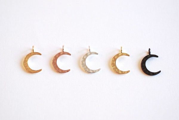 Hammered Vermeil Gold Crescent Moon Charm- 925 Sterling silver plated 22k Gold, Gold Half Moon, Eclipse Moon, Half Circle, Moon Charm, 117 - HarperCrown