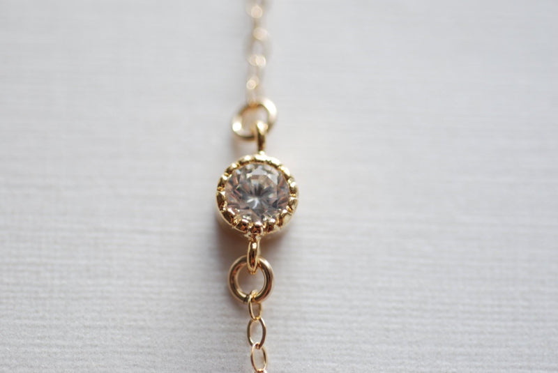 Hand bracelet - hand chain -14k gold filled tiny cz cubic zirconia diamonds ring chain bracelet - HarperCrown