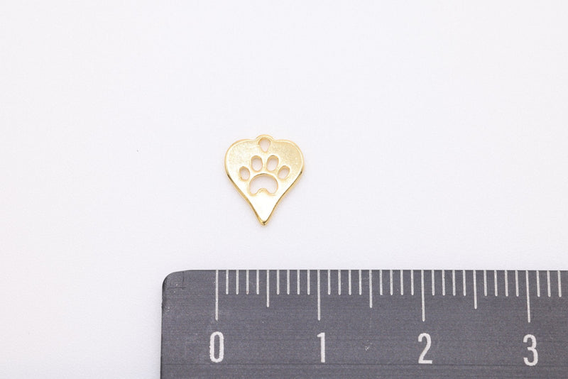 Heart Dog Paw Charm Wholesale 14K Gold, Solid 14K Gold, 258G - HarperCrown