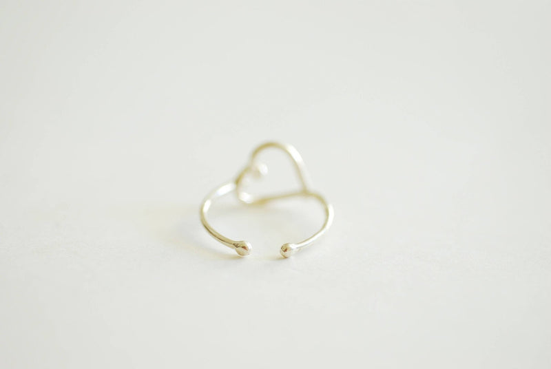 Heart Wire Adjustable Ring- 925 Sterling Silver Heart Ring, Bridesmaid gift, midi ring, knuckle ring, love ring, heart wire ring, Love Ring - HarperCrown