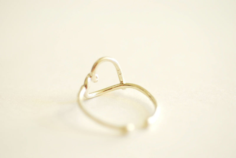 Heart Wire Adjustable Ring- 925 Sterling Silver Heart Ring, Bridesmaid gift, midi ring, knuckle ring, love ring, heart wire ring, Love Ring - HarperCrown