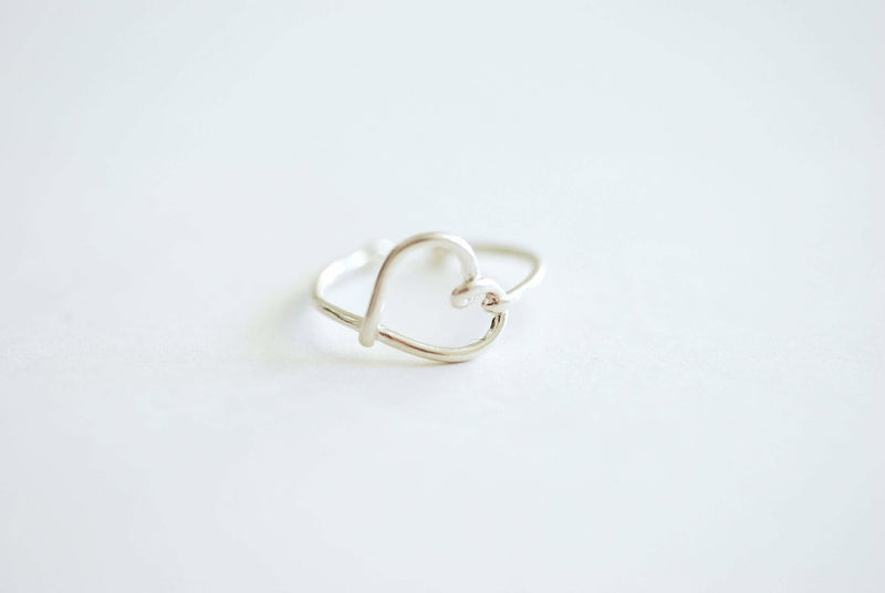 Heart Wire Adjustable Ring- 925 Sterling Silver Heart Ring, Bridesmaid gift, midi ring, knuckle ring, love ring, heart wire ring, Love Ring - HarperCrown