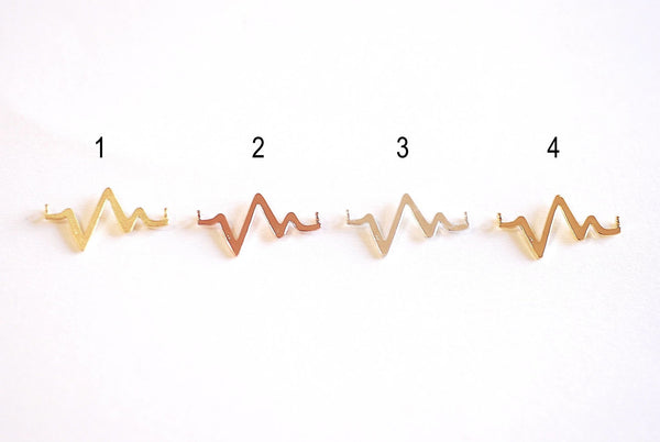 Heartbeat Pulse Connector Charm- Gold Heart Beat Link, Heartbeat SVG Charm, electrocardiogram heartbeat rate Connector, Bar Link, EKG, 336 - HarperCrown