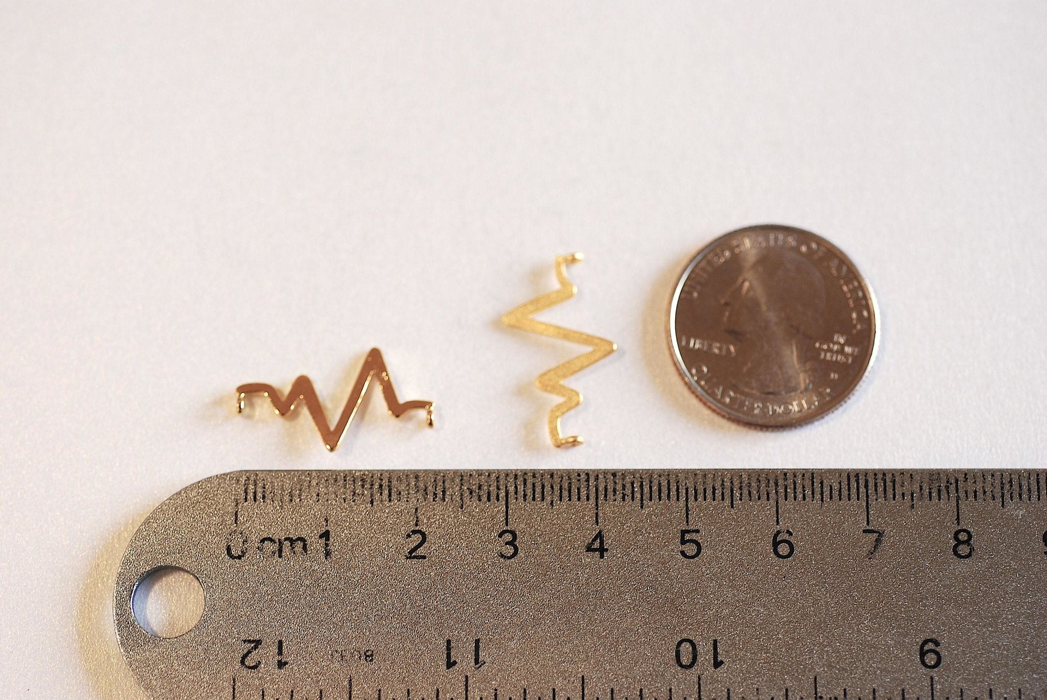 Heartbeat Pulse Connector Charm- Gold Heart Beat Link, Heartbeat SVG Charm, electrocardiogram heartbeat rate Connector, Bar Link, EKG, 336 - HarperCrown