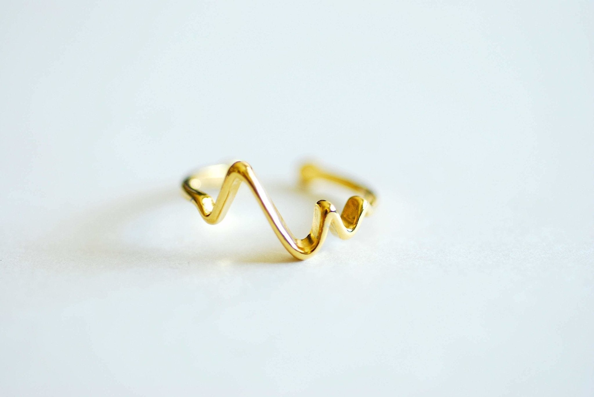 Heartbeat Ring, Choose Sterling Silver, Gold, Rose Gold, Adjustable Heartbeat Ring, Electrocardiogram Ring, Heart Rate Ring, Wave Ring, - HarperCrown