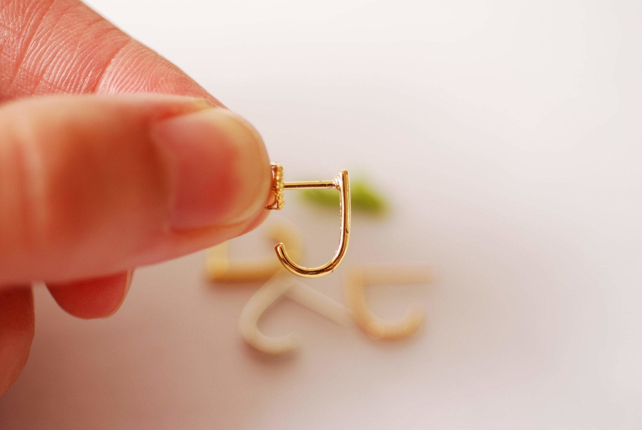Hook Stud Earrings - Choose 18k Gold or 925 Sterling Silver Bar Stud Hoop Earrings Hug Hoops Ear Huggie Earrings Minimalist Earrings, 526 - HarperCrown