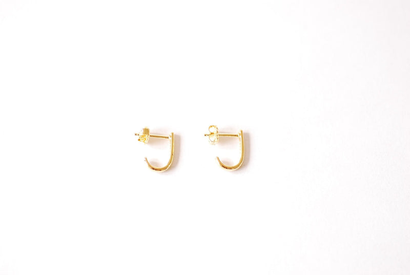 Hook Stud Earrings - Choose 18k Gold or 925 Sterling Silver Bar Stud Hoop Earrings Hug Hoops Ear Huggie Earrings Minimalist Earrings, 526 - HarperCrown