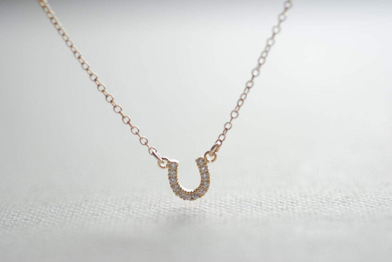 Horseshoe necklace, Horseshoe with Crystals,Dainty Horseshoe,Equestrian Jewelry,Horseshoe Charm,Simple Everyday Jewelry by HeirloomEnvy - HarperCrown
