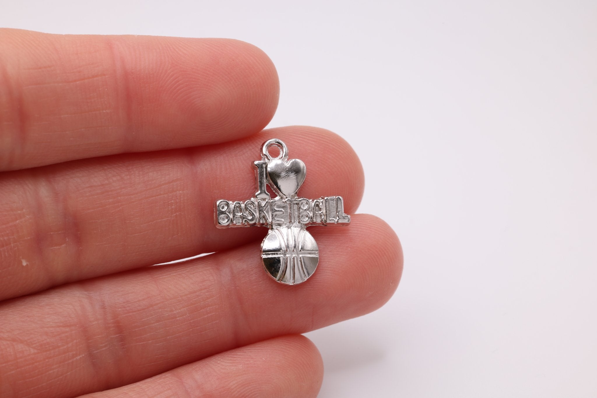 "I Love Basketball" Wholesale Charm, 925 Sterling Silver, 596 - HarperCrown