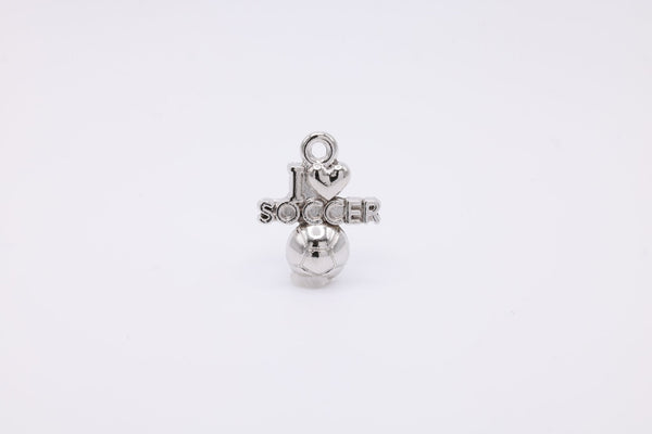 "I Love Soccer" Wholesale Silver Charm, 925 Sterling Silver, 599 - HarperCrown