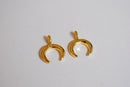 Shiny Wholesale Gold Crescent Moon Charm- Small Crescent Charm, Double Horn, Gold Half Moon, Tiny horn Charm, Upside Down Crescent, Letter C, 274