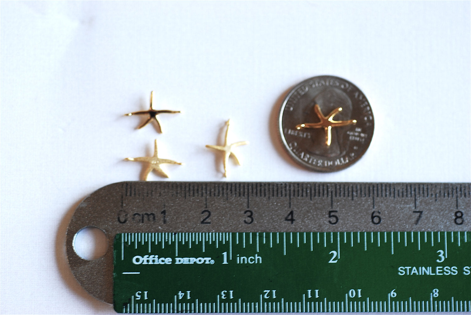 Starfish Connector Charm, Wholesale, 18K Gold-Plated 925 Sterling Silver, 15mm x 11mm, Link Spacer
