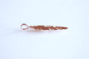 Pink Rose Wholesale Gold Vermeil Feather Charm- 22k rose gold plated sterling silver feather pendant, tribal bird feather, Rose Gold Feather Leaf, 9