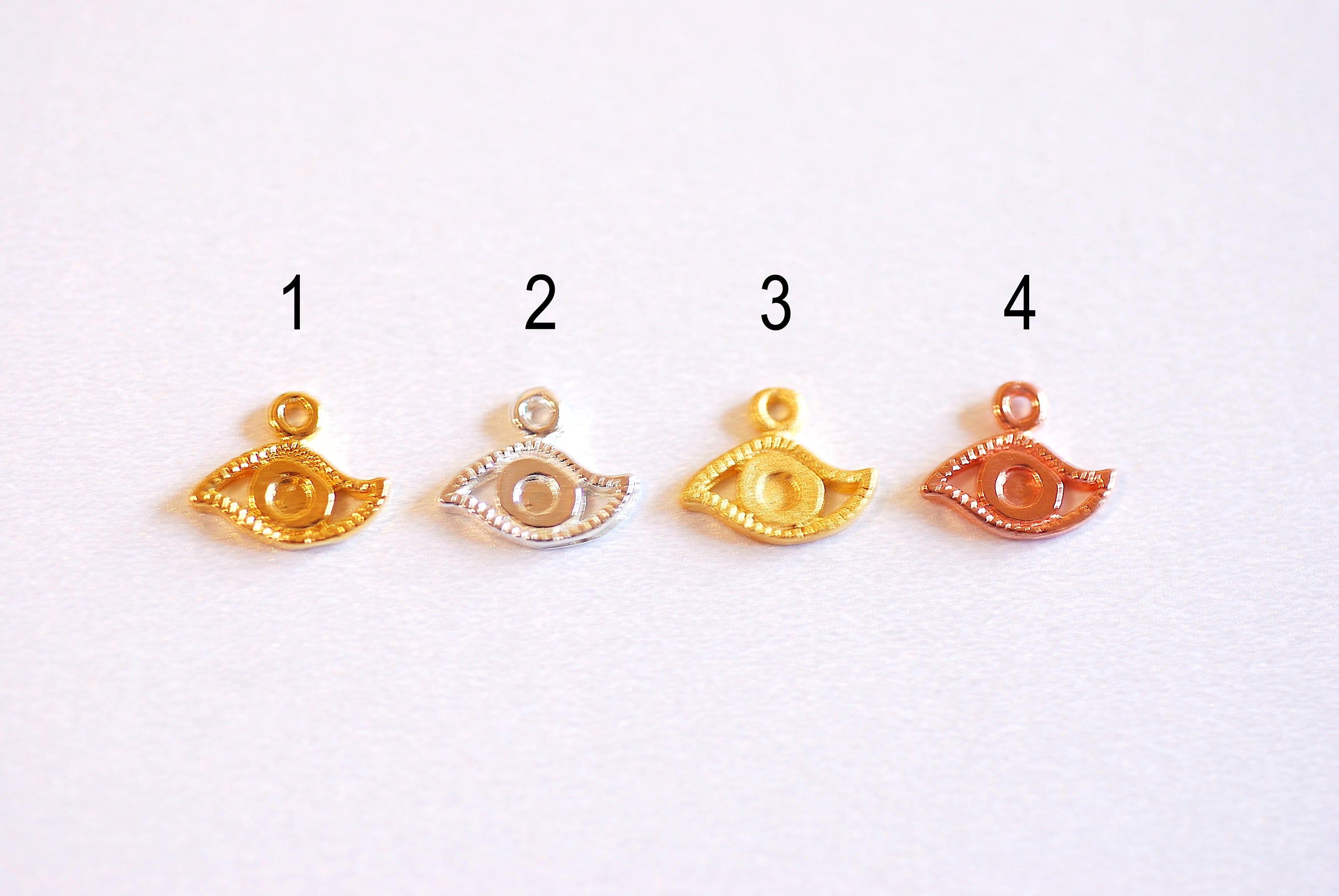 Matte Gold Evil Eye Charm- Vermeil Gold Evil Eye Charm, Third Eye Charm, Small Evil Eye Ra Charm, Eye Charm, Chakra, lucky eye, charm, 175