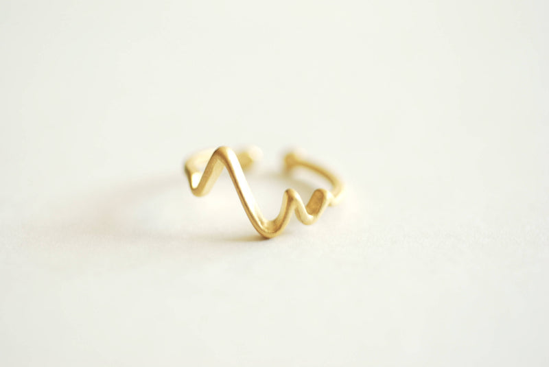 Wholesale Gold Heartbeat Ring, Sterling Silver, Gold, Rose Gold, Adjustable Heartbeat Ring, Minimalist Jewelry, Heart Rate Ring, Wave Ring, Wire Ring
