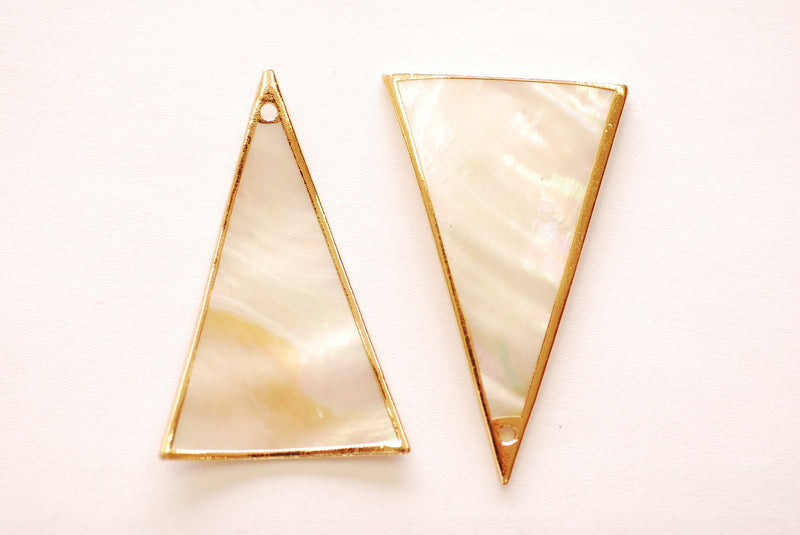 Freshwater Pearl Shell Triangle Charm - Electroplated 16K Gold Plated Seashell Geometric Dangle Pendant HarperCrown Wholesale B267 - HarperCrown