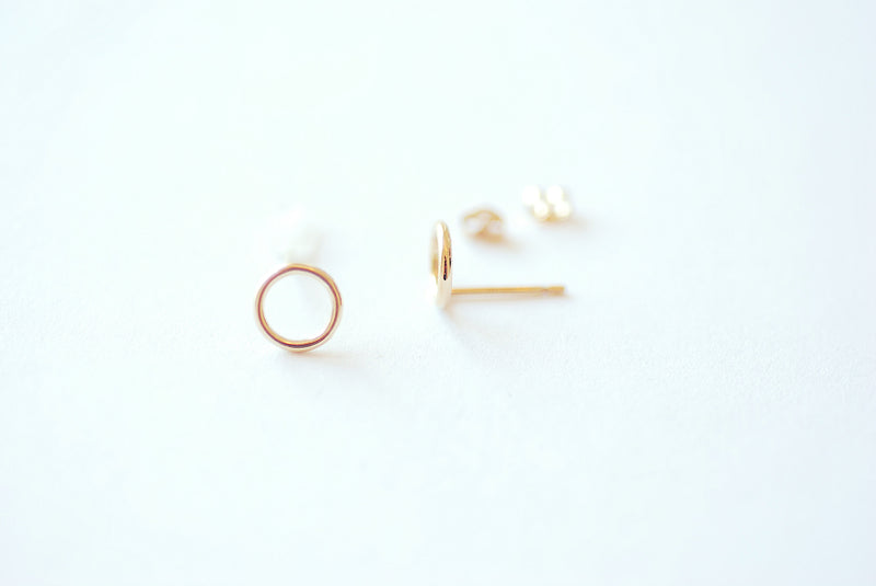 Wholesale 14k Gold Filled Open Circle Stud Earrings - Gold Filled Round Earrings, Minimalist Earrings, Dot Stud Earrings, Everyday Jewelry