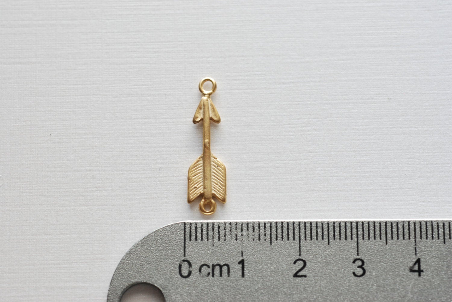Matte Vermeil Gold Arrow Connector Charm- 18k gold plated over Sterling Silver Arrow Charm, Gold Arrow Connector Link Spacer, Arrowhead