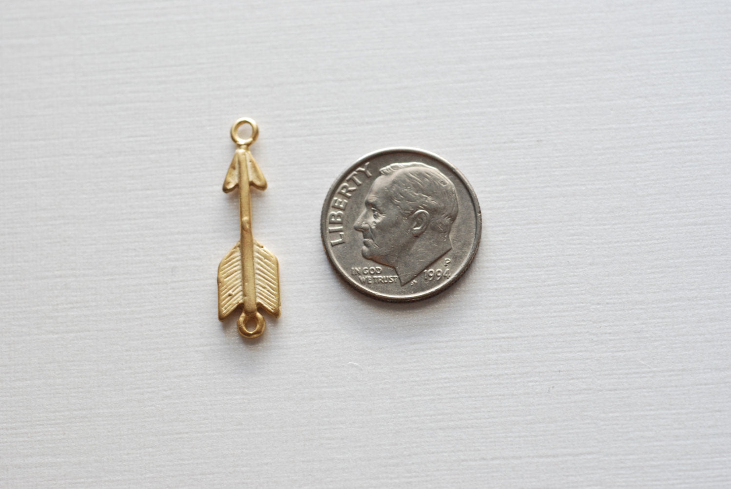 Matte Vermeil Gold Arrow Connector Charm- 18k gold plated over Sterling Silver Arrow Charm, Gold Arrow Connector Link Spacer, Arrowhead