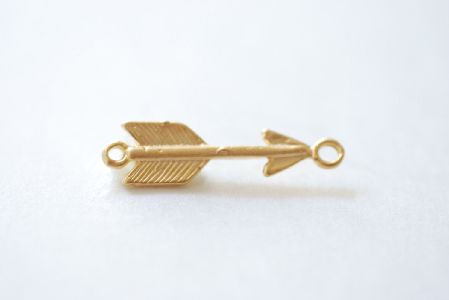 Matte Vermeil Gold Arrow Connector Charm- 18k gold plated over Sterling Silver Arrow Charm, Gold Arrow Connector Link Spacer, Arrowhead