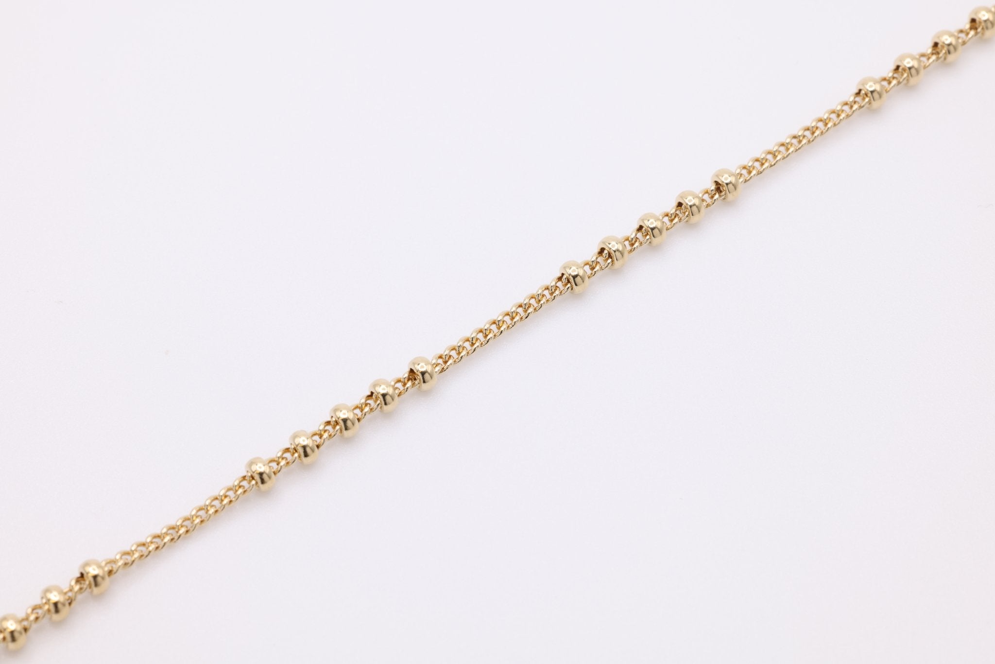 Isabella Five Bead Satellite Chain, 14K Gold Overlay Plated, Wholesale Jewelry Chain - HarperCrown