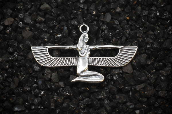 Isis Nut Winged Goddess of the Sky Ancient Egyptian Charm | 925 Sterling Silver, Oxidized | Jewelry Making Pendant - HarperCrown