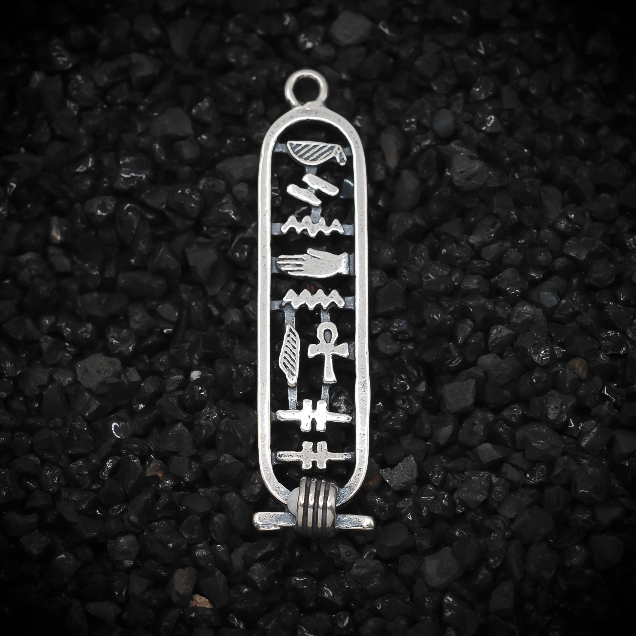 "Kindness" Cartouche Hieroglyph Ancient Egyptian Charm | 925 Sterling Silver, Oxidized or 18K Gold Plated | Jewelry Making Pendant - HarperCrown