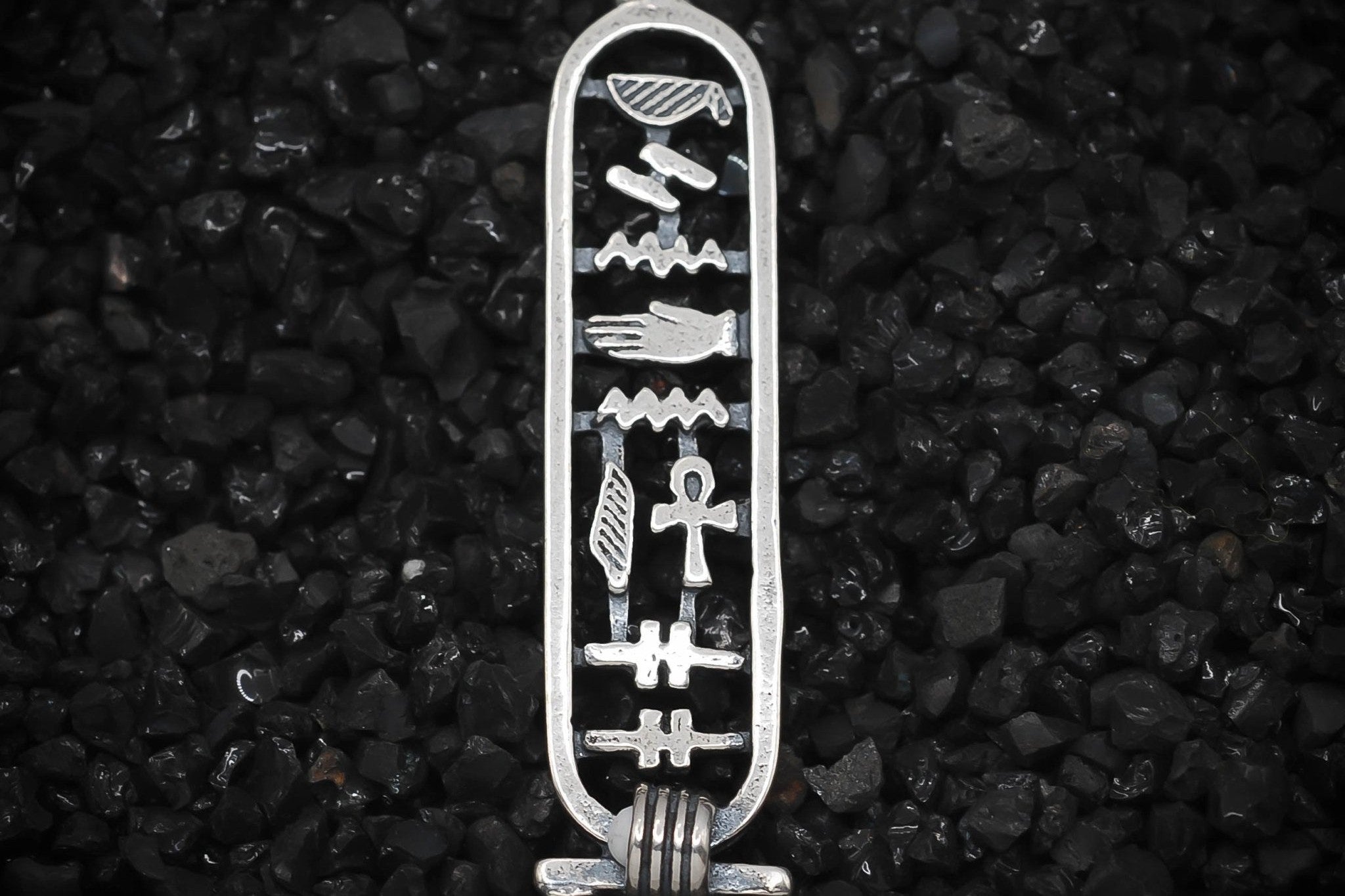 "Kindness" Cartouche Hieroglyph Ancient Egyptian Charm | 925 Sterling Silver, Oxidized or 18K Gold Plated | Jewelry Making Pendant - HarperCrown