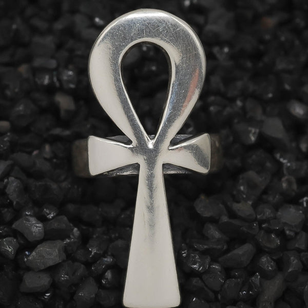 Large Ankh Key of Eternal Life Ring Hieroglyphics Ancient Egyptian