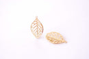 Leaf Charm | 16k Gold Plated over Brass | Dainty Leaf Pendant HarperCrown Wholesale B325 - HarperCrown