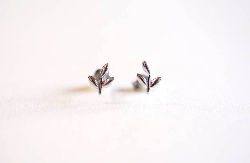 Leaf Earring- Sterling Silver, Gold, Rose Gold, Leaf Earring, Leaf Studs, Leaf Bud earrings, Leaflet Earrings, Ear Crawlers, Ear Climbers - HarperCrown
