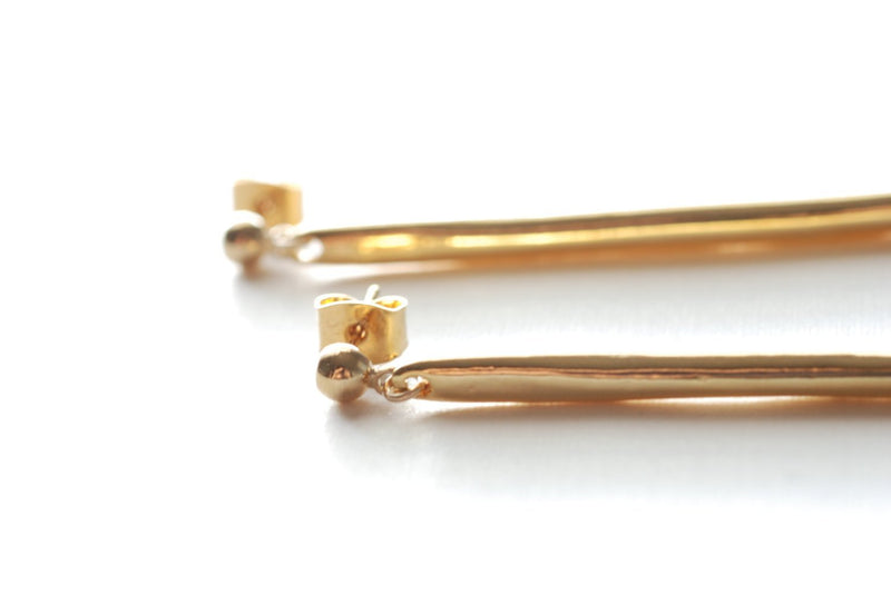 Long Needle Earrings- Spike Earrings, Gold Dagger Spear Earrings, 24k gold Dagger Earrings,Spear Earrings,stick earrings,gold bar earrings - HarperCrown