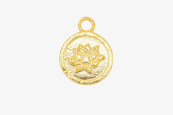 Lotus Circle Charm Wholesale 14K Gold, Solid 14K Gold, G114 - HarperCrown