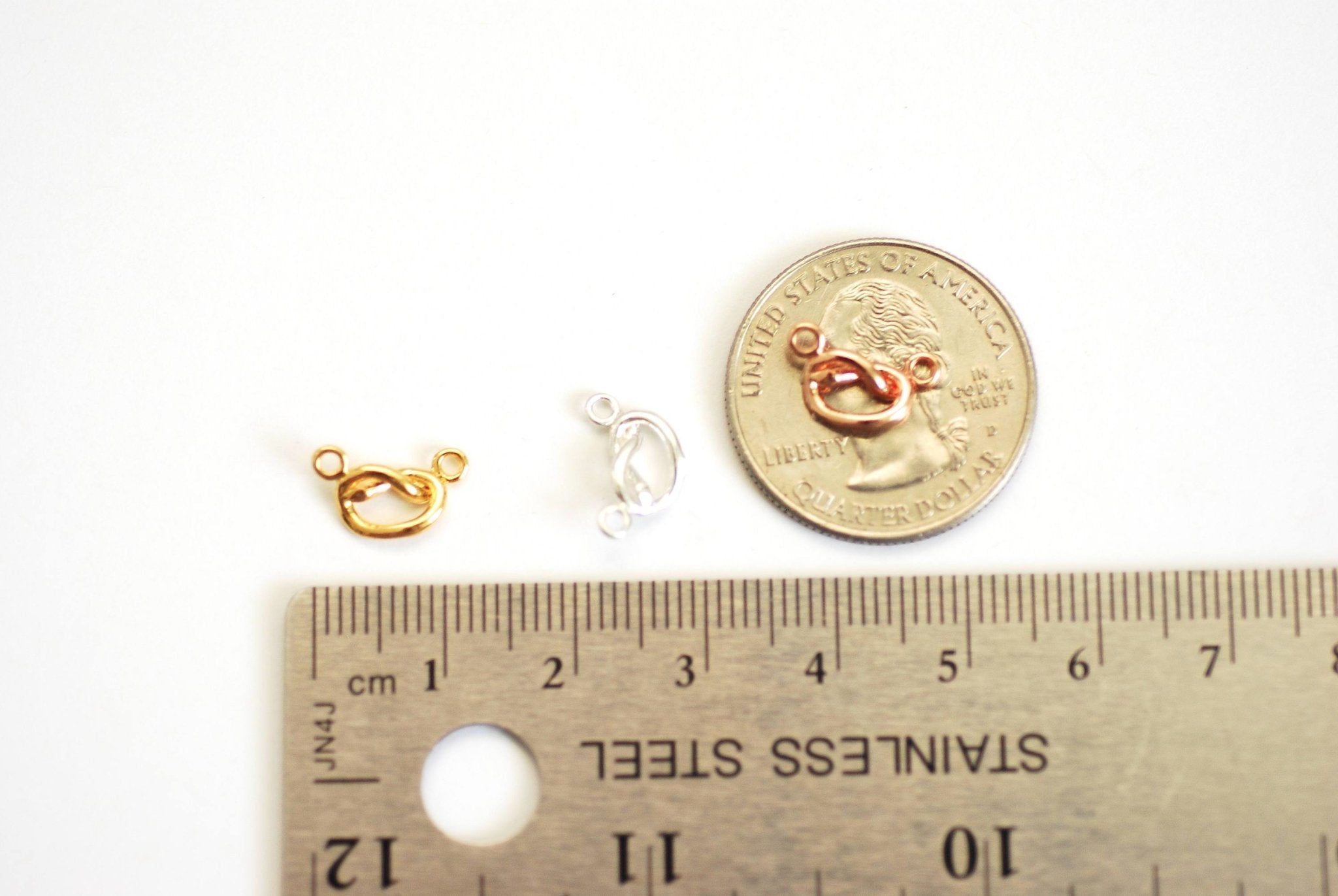 Love Knot Connector Charm- 22k Gold Plated over Sterling Silver, Rose Gold, Vermeil Gold Love Knot, Infinity Charm, Forever Charm, 378 - HarperCrown