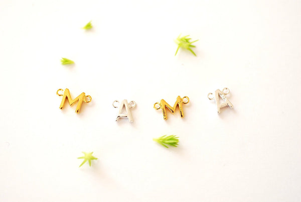 MAMA Charm Connector l Vermeil Gold over 925 Sterling Silver Letter Connector Word MAMMA MAMA Link Sideways Bracelet Necklace Charm - HarperCrown