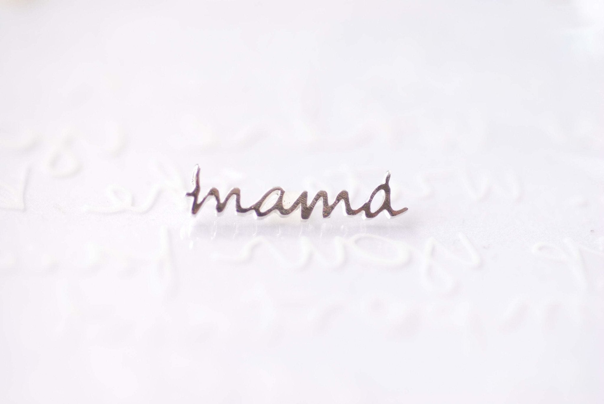 Mama Charm Pendant Vermeil gold or Sterling Silver Mamma Mama Charm Connector Link Necklace momma bear motherhood Name Initial Charm A116 - HarperCrown